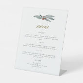 NOEL Winter Berry Kerstfeestdag bruiloft Menu Reclamebord Met Voetstuk (Voorkant)