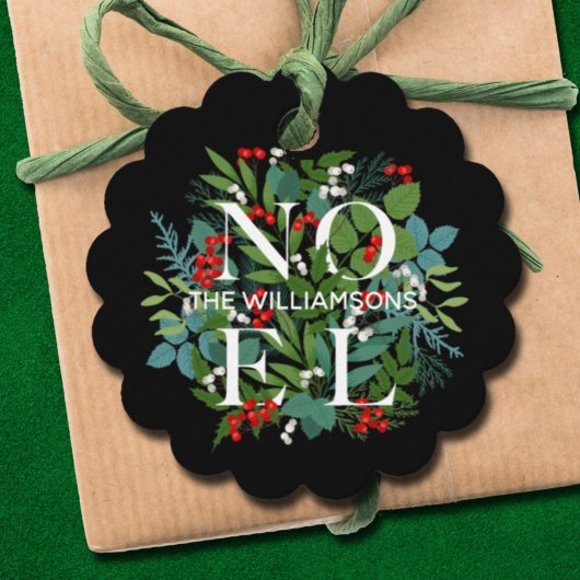 NOEL Winter Greenery Holiday Black Bedankjes Labels