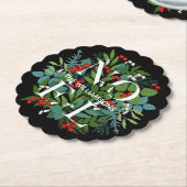 NOEL Winter Greenery Holiday Black Kartonnen Onderzetters (Gekanteld)