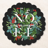 NOEL Winter Greenery Holiday Black Kartonnen Onderzetters (Voorkant)