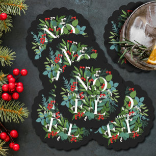 NOEL Winter Greenery Holiday Black Kartonnen Onderzetters