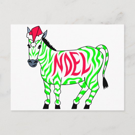 Noel Zebra Feestdagenkaart (Voorkant)