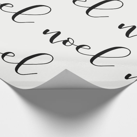Noel | Zwart-wit kerstscript Cadeaupapier (Hoek)