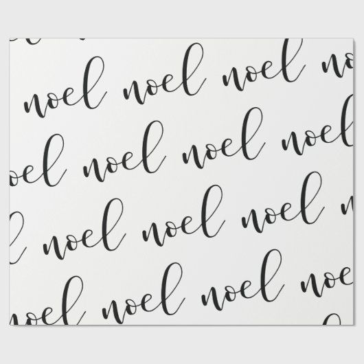 Noel | Zwart-wit kerstscript Cadeaupapier (Vlak)