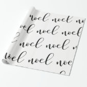 Noel | Zwart-wit kerstscript Cadeaupapier (Uitgerold)