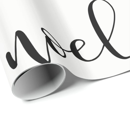 Noel | Zwart-wit kerstscript Cadeaupapier (Rol Hoek)