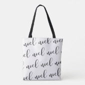 Noel | Zwart-wit kerstscript met naam Tote Bag (Achterkant)
