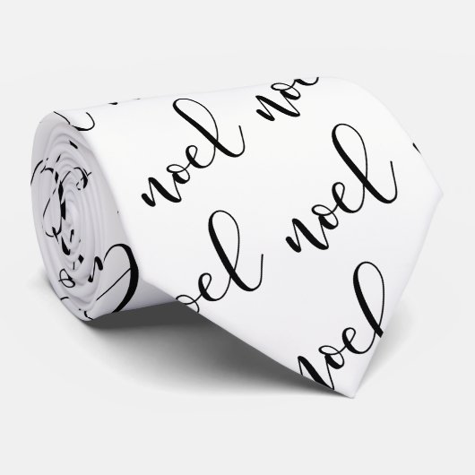 Noel | Zwart-wit Manuscript van Kerstmis Stropdas (Opgerold)