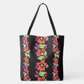 Noelani Lei Hawaiian Floral Stripe koraal en zwart Tote Bag (Achterkant)