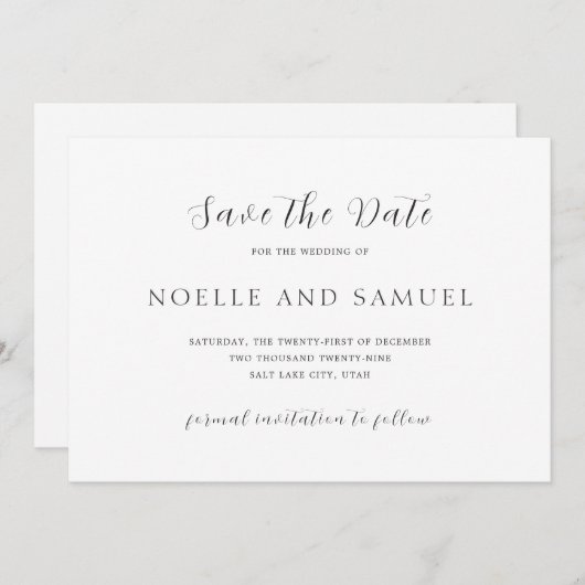 Noelle Elegant Wedding Save The Date (Voorkant / Achterkant)