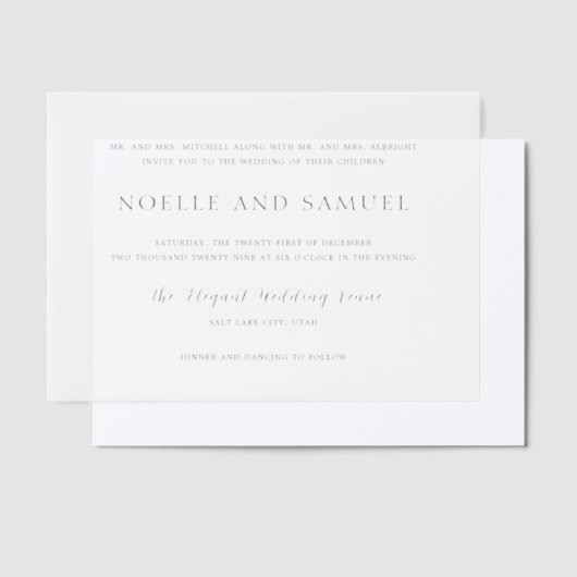 Noelle Elegant Wedding Vellum Uitnodigingen (Offset)