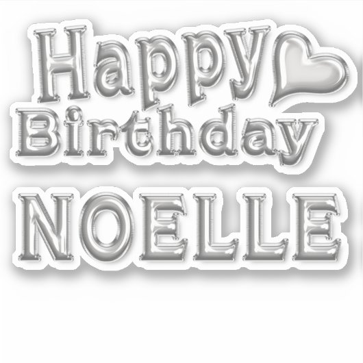Noelle Happy Birthday silver Aufkleber Sticker (Voorkant)