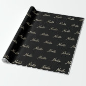 Noelle white gold Handwriting Geschenkpapier Cadeaupapier (Uitgerold)