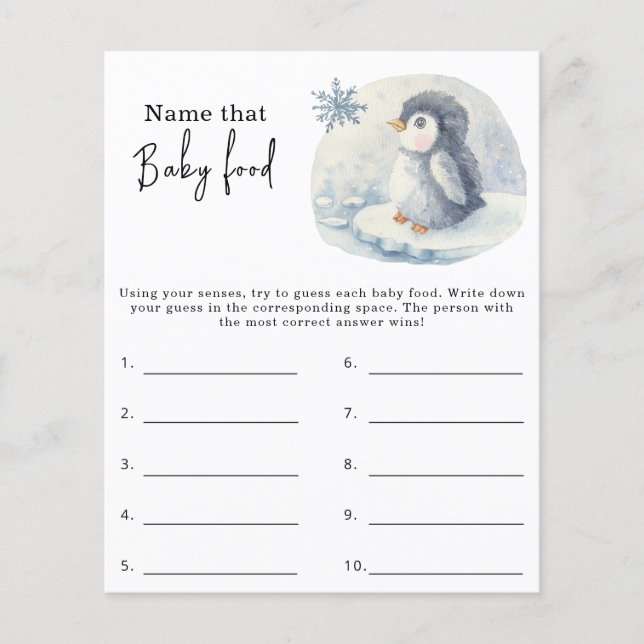 Noem dat baby food - baby shower spel (Voorkant)