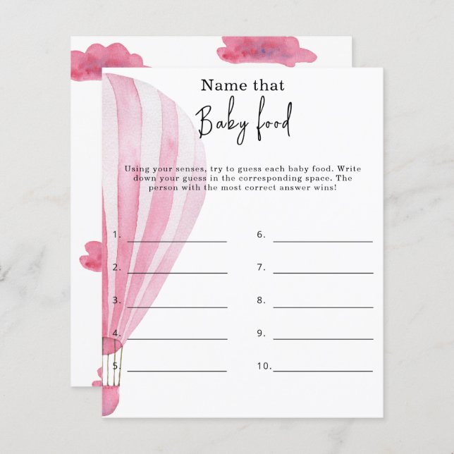 Noem dat baby food - baby shower spel (Voorkant / Achterkant)