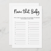 Noem dat baby shower game minimalistisch modern kaart (Voorkant / Achterkant)