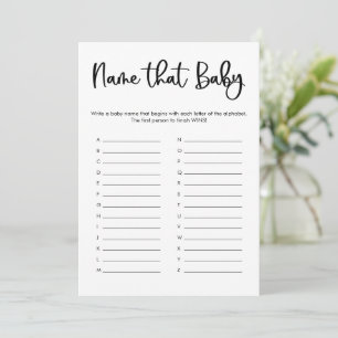 Noem dat baby shower game minimalistisch modern kaart