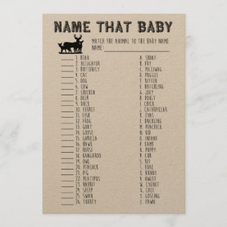 Noem dat Baby shower spel, baby dieren matching Kaart