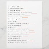 Noem dat Baby Song spel - Meisje Baby shower Print Flyer (Achterkant)