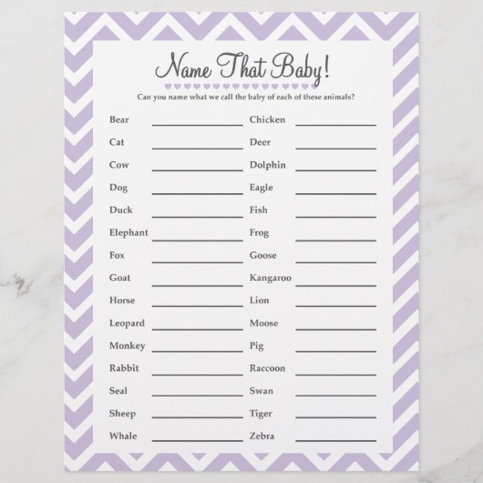 Noem dat baby spel in lavender (Voorkant)