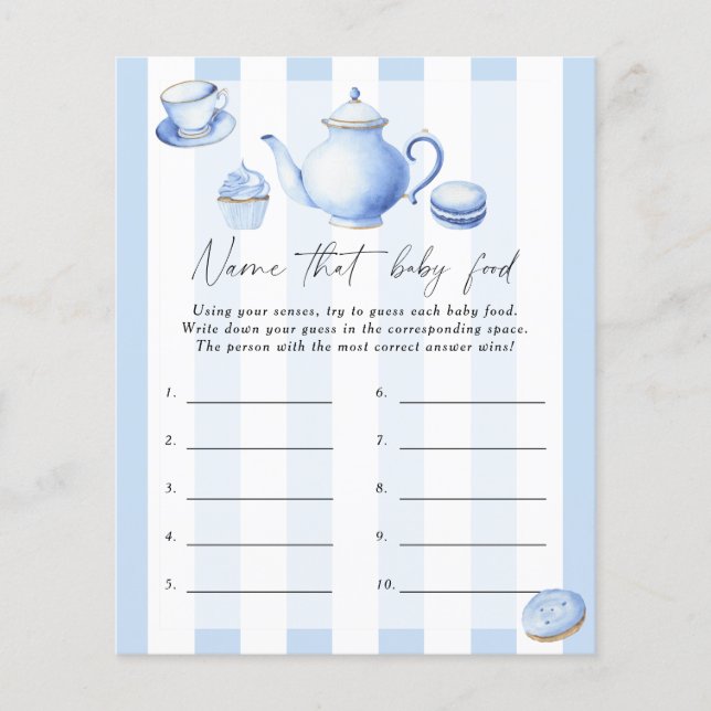 Noem dat baby voedsel douche spel - Tea party (Voorkant)