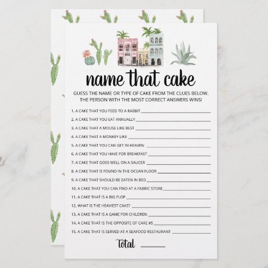 Noem dat cake Party spel met antwoorden (Voorkant / Achterkant)