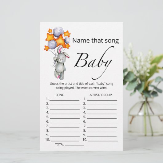 Noem dat liedje baby bunny baby shower game (Staand voorkant)