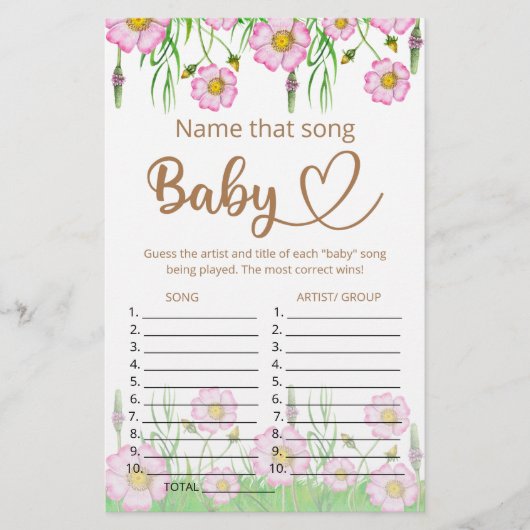 Noem dat liedje baby shower game (Voorkant)