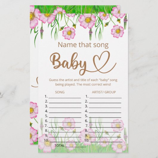 Noem dat liedje baby shower game (Voorkant / Achterkant)