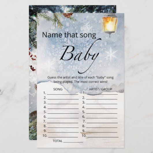 Noem dat liedje baby shower game (Voorkant / Achterkant)