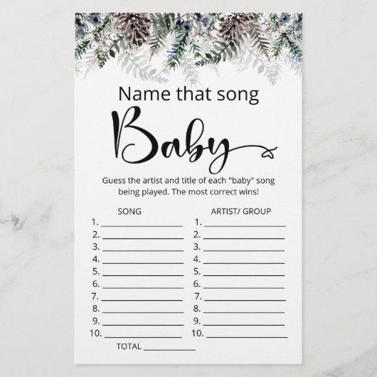 Noem dat liedje baby shower game (Voorkant)