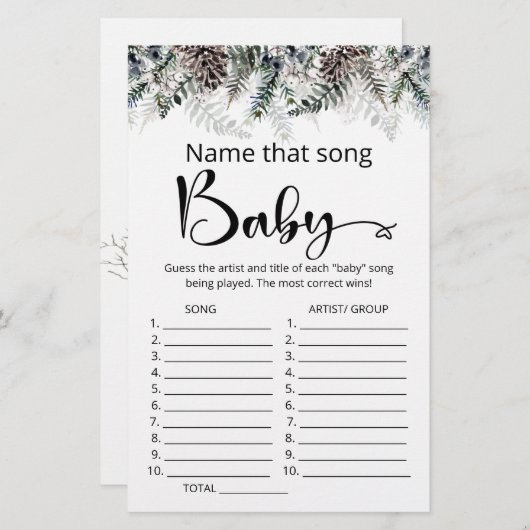 Noem dat liedje baby shower game (Voorkant / Achterkant)