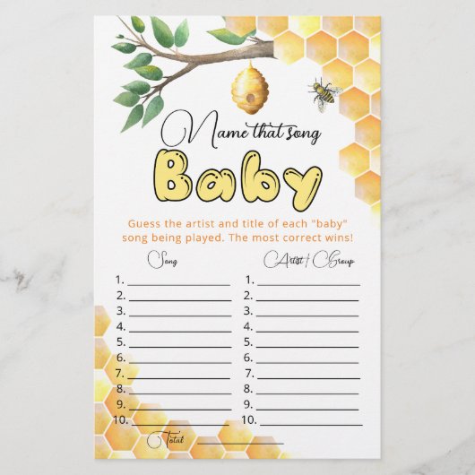 Noem dat liedje baby shower game (Voorkant)