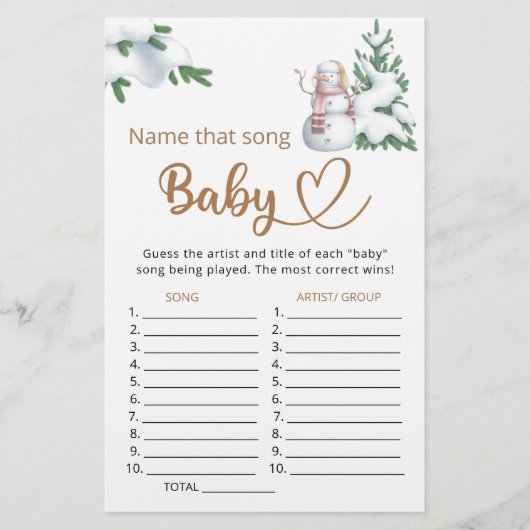 Noem dat liedje baby shower game (Voorkant)