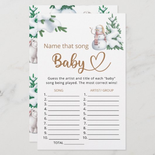 Noem dat liedje baby shower game (Voorkant / Achterkant)