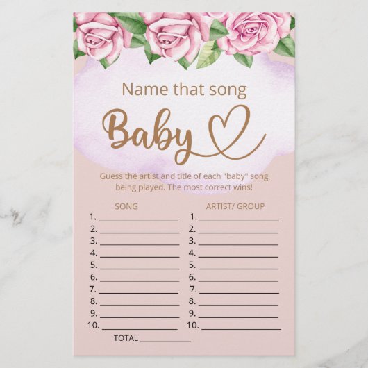 Noem dat liedje baby shower game (Voorkant)