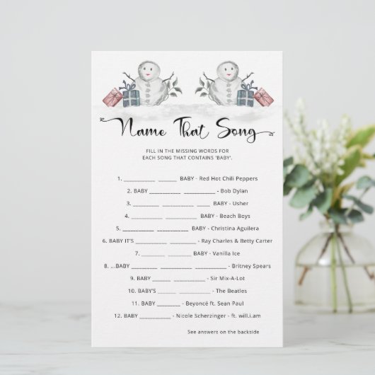 Noem dat nummer Snowman Baby shower (Staand voorkant)