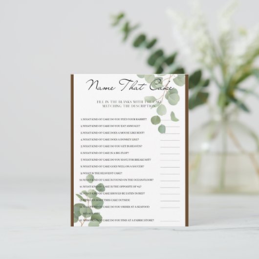 Noem dat taart bruids partij spel informatiekaartje (Staand voorkant)