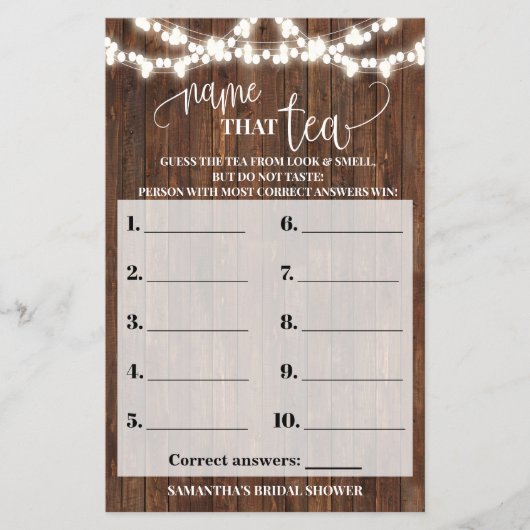 Noem dat Tea Western Vrijgezellenfeest Game Kaart (Voorkant)