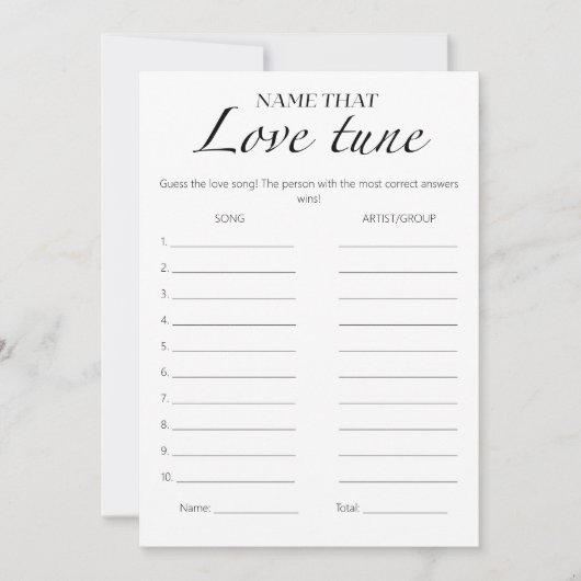 Noem dat Tune Minimalist Vrijgezellenfeest Game Ka Kaart (Voorkant)