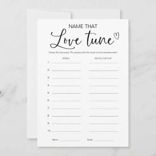 Noem dat Tune Vrijgezellenfeest spel Kaart (Voorkant)