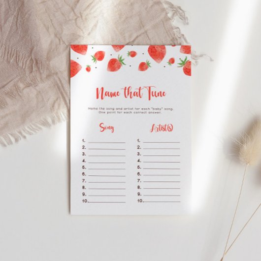Noem dat tunespel, Berry Sweet Baby shower spel Kaart