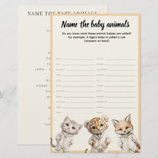 Noem de Baby Dieren Whimsical Pyjamadieren Briefpapier (Voorkant / Achterkant)