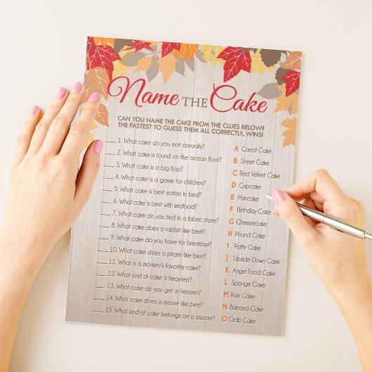 Noem de Cake Herfst Shower Party Game Pack Notitieblok