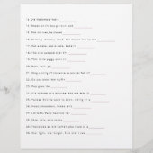 Noem die Baby Song Shower Game Sheet Flyer (Achterkant)