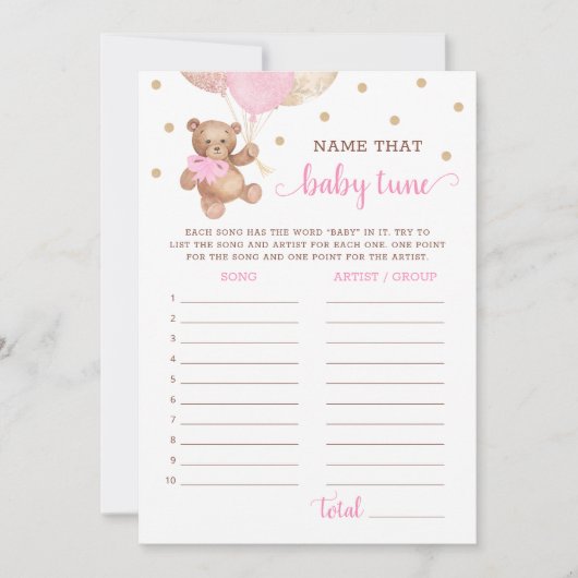 Noem die Baby Tune Baby shower Teddy Bear Kaart (Voorkant)