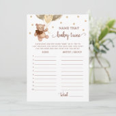 Noem die Baby Tune Baby shower Teddy Bear Kaart (Staand voorkant)