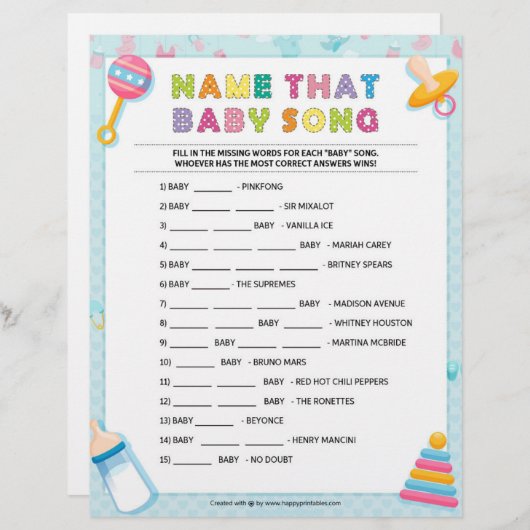 Noem die babysong [Baby Basics Blue] Briefhoofd (Voorkant / Achterkant)