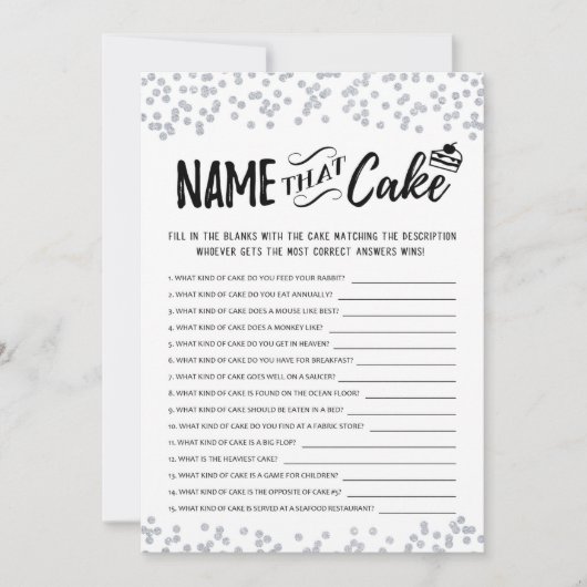 Noem die taart met Antwoorden spel Kaart (Voorkant)