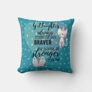 Noem GODDOCHTER Motiverende Spreuk Cute Kat Teal Kussen